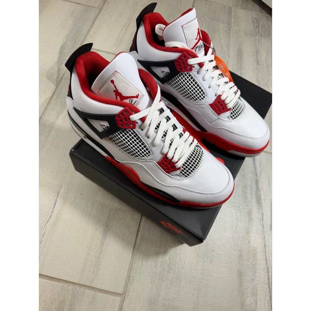 Air Jordan 4 Retro Fire Red 2020 White Black Mens Size 13 DC7770-160